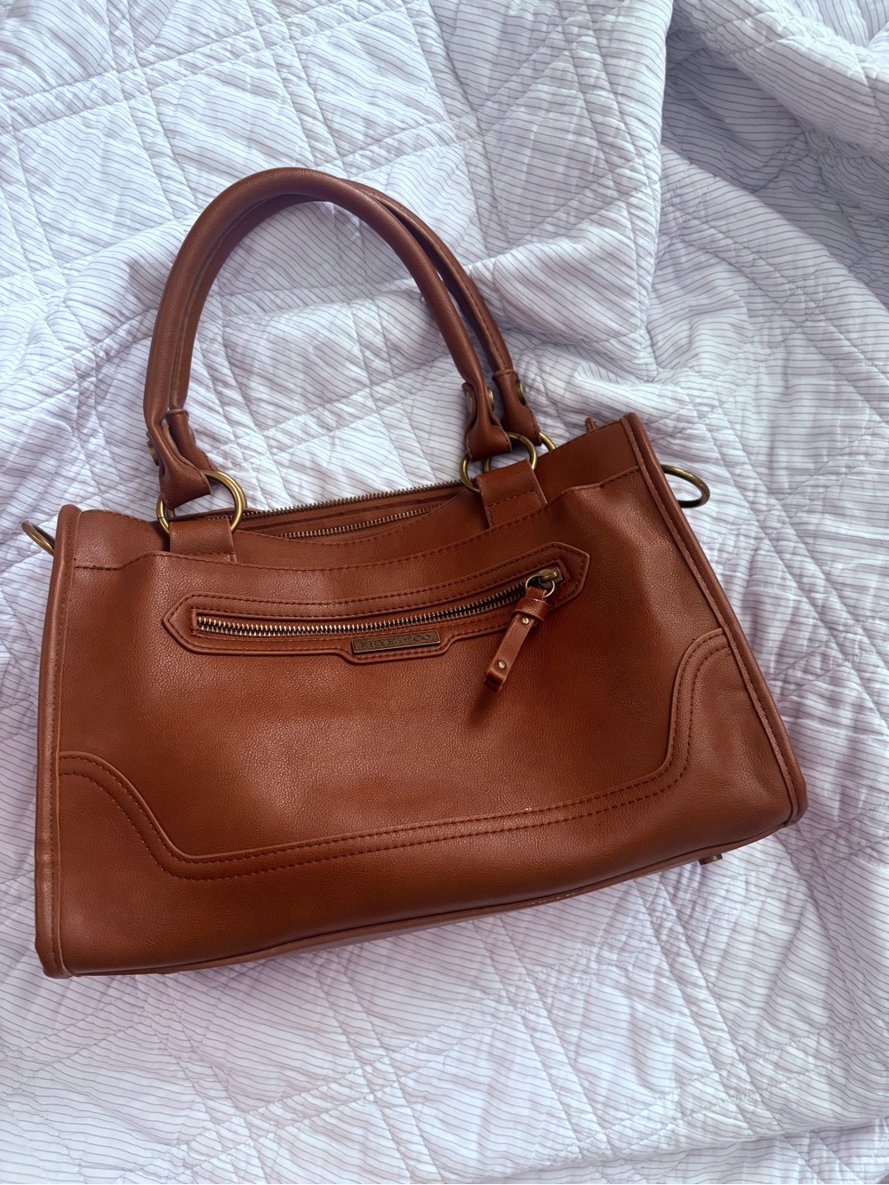 Frye and Co. Leather Satchel Handbag in Cognac Brown